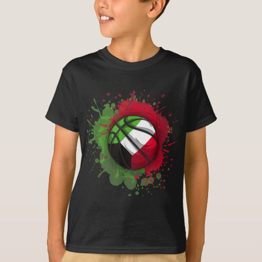 クウェート国旗を持つバスケットボール Tシャツ (正面)