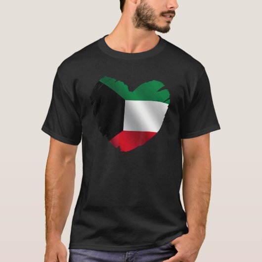 クウェート国旗クウェートハート形 Tシャツ (正面)