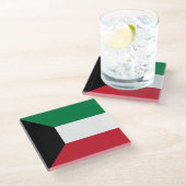 クウェート国旗 ガラスコースター (アングル)