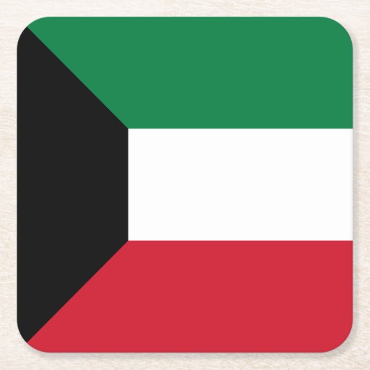 クウェート国旗 スクエアペーパーコースター (正面)