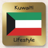 クウェート国旗+文字コースター コースター (正面)