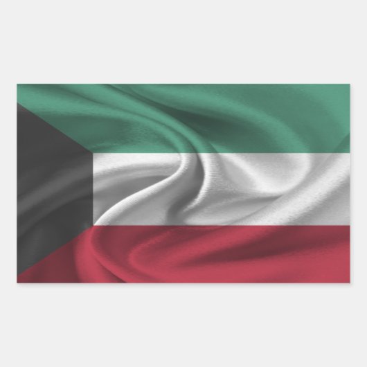 クウェート国旗 長方形シール (正面)