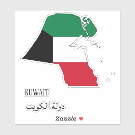 クウェート国魅力的国旗の地図 シール (シート)