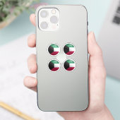 クウェート 光沢のある円形の旗 シール (スマートフォン)
