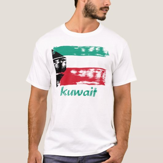 クウェ-トのグランジな旗のデザイン Tシャツ (正面)