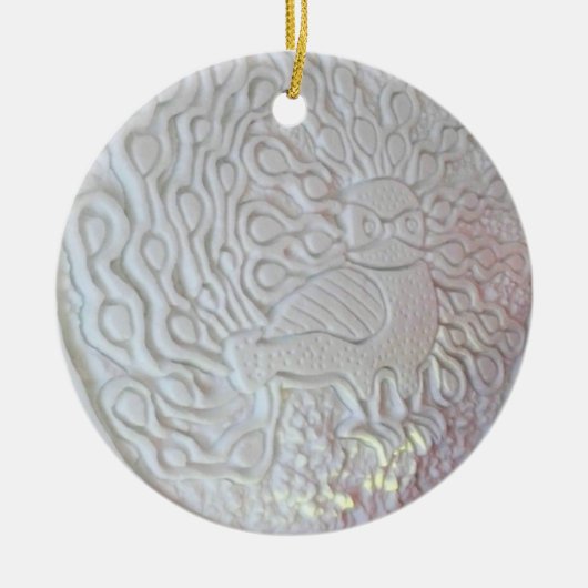 クェベック州ホテルデグラスピーコックスノー彫刻 セラミックオーナメント (正面)