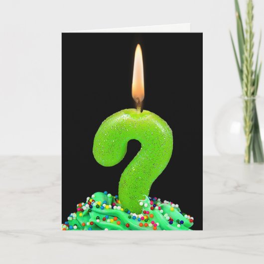 クエスチョンマークの誕生日ろうそく カード (正面)