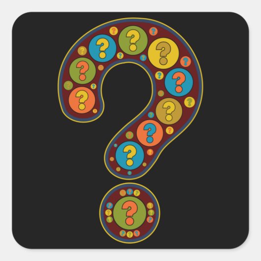 クエスチョンマーク暗赤色アートイメージの句読点 スクエアシール (正面)