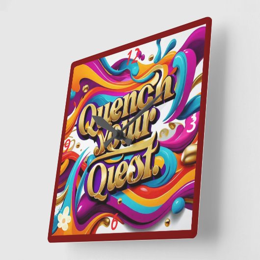 クエストが始まる スクエア壁時計 (傾斜)