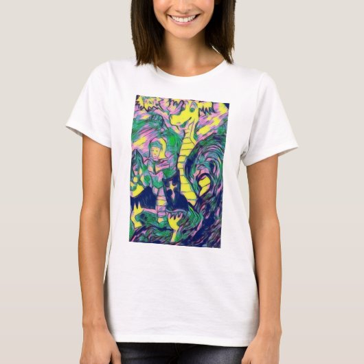 クエストカラフル:ドラゴンと少年のTシャツ Tシャツ (正面)