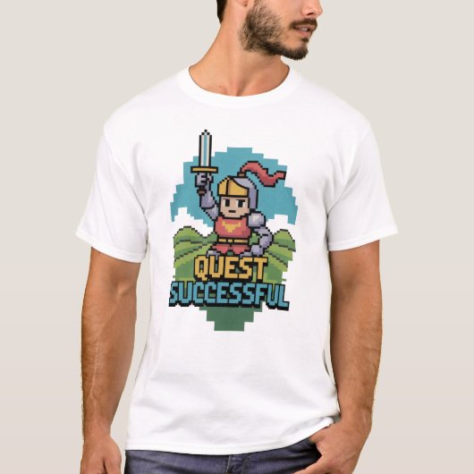 クエスト成功 8ビット モチベーション Tシャツ (正面)