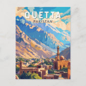クエッタパキスタントラベルアートヴィンテージ ポストカード (正面)