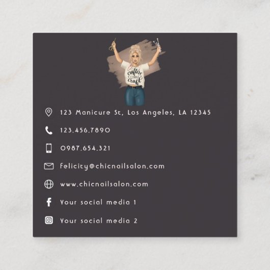 クエレガントイーンブランディングデザイン スクエア名刺 (裏面)