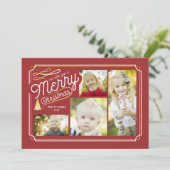 クエレガントリスマス写真の赤と金ゴールド シーズンカード (スタンド正面)