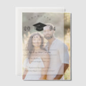 クエレガントリミニマルンシンプル卒業党 ベラム紙招待状 (オフセット (カップル))