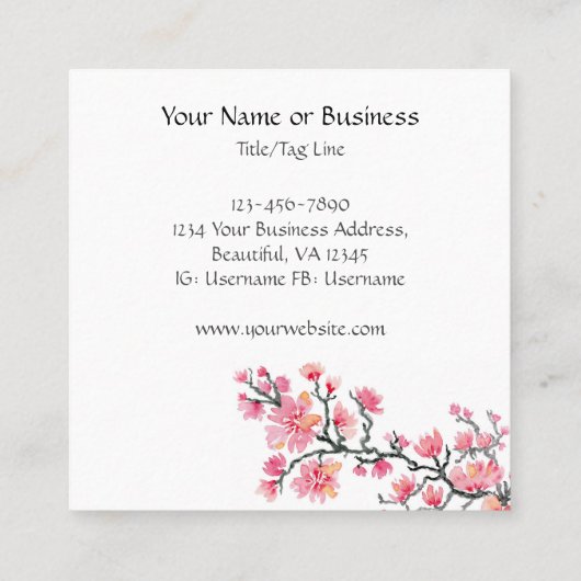 クエレガントレ日本のーンとさくらんぼ スクエア名刺 (裏面)