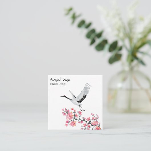 クエレガントレ日本のーンとさくらんぼ スクエア名刺 (スタンド正面)