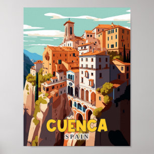 クエンカスペインヴィンテージ旅行イラストレーション ポスター