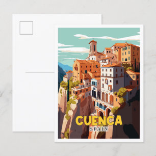 クエンカスペインヴィンテージ旅行イラストレーション ポストカード