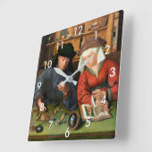 クエンティン・マシス - 貸金業者とその妻 スクエア壁時計 (傾斜)