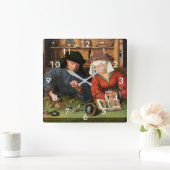 クエンティン・マシス - 貸金業者とその妻 スクエア壁時計 (ホーム)