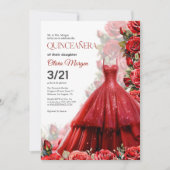 クエンテセラグラムレッドドレスパーティー招待状 サンキューカード (正面)