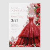 クエンテセラグラムレッドドレスパーティー招待状 ベラム紙招待状 (正面)