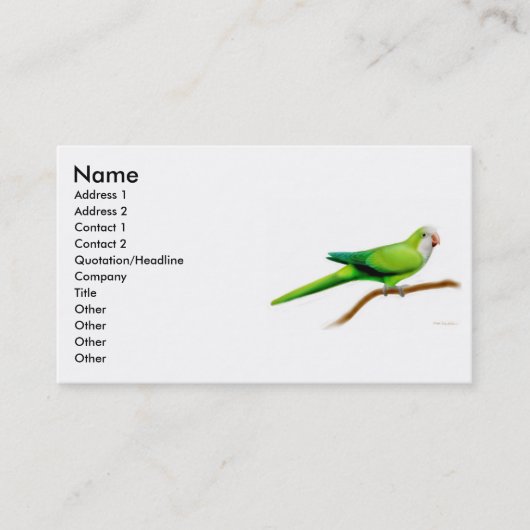 クエーカー教徒のオウムのプロフィールカード 名刺 (正面)