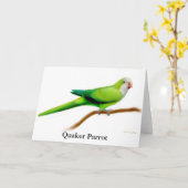 クエーカー教徒のオウムの挨拶状 カード (黄色い花)