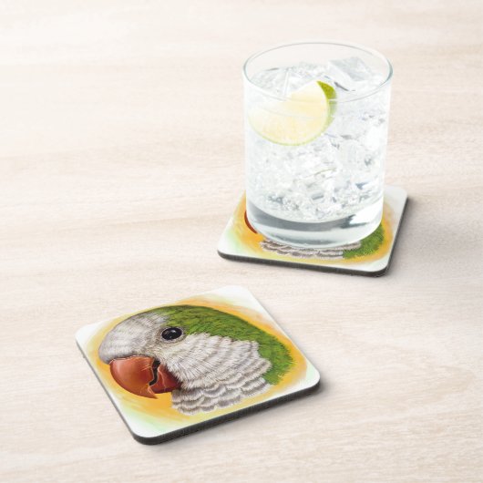 クエーカー教徒のオウムの現実的な絵画 コースター (右側)