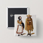 クエーカー教徒1675年の習慣(着色された版木、銅版、版画) 缶バッジ (正面&裏面)