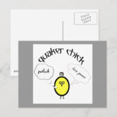 クエーカー・ヒヨコ – ラブピース・ポットルック（または何か） ポストカード (正面/裏面)