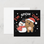クォッカと雪だるまのクリスマス招待状 雪キュートな冬のご挨拶 招待状 (正面/裏面)