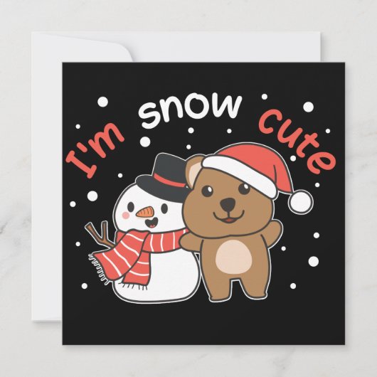 クォッカと雪だるまのクリスマス招待状 雪キュートな冬のご挨拶 招待状 (正面)