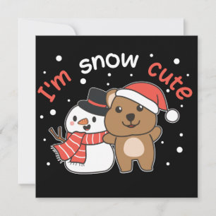 クォッカと雪だるまのクリスマス招待状 雪キュートな冬のご挨拶 招待状