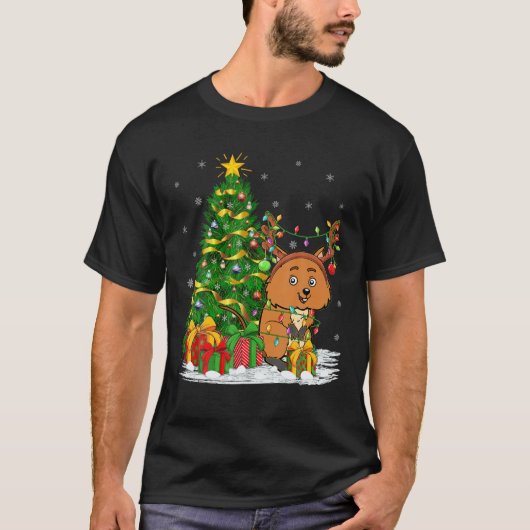 クォッカラバーマッチングクリスマス照明クォッカクリストム Tシャツ (正面)