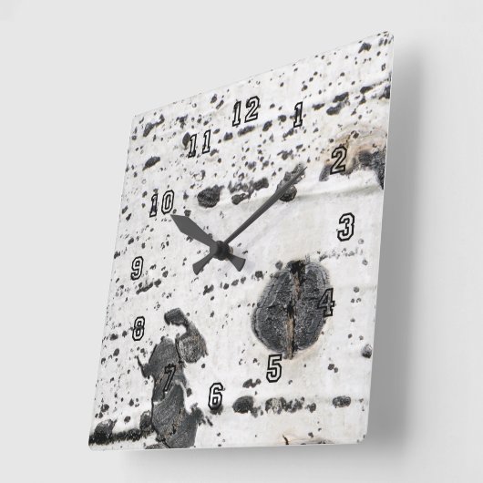 クォッキング《植物》アスペンバーククローズアップフォトグラップ スクエア壁時計 (傾斜)