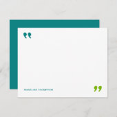 クォテーモダンタグリーンミニマルタイポグラフィ ノートカード (正面/裏面)