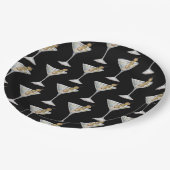 クォルアンティニマルティーニカクテルパターンブラック ペーパープレート (アングル)