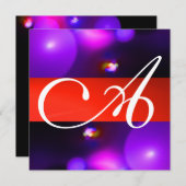 クォンタム バブル モノグラム 赤 黒 紫 招待状 (正面/裏面)