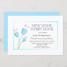 クォータインブルーフローラ引っ越し祝いパーティーパーティー 招待状