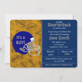 クォーターバックが彼の途中にある赤ちゃんシャワー招待状 招待状