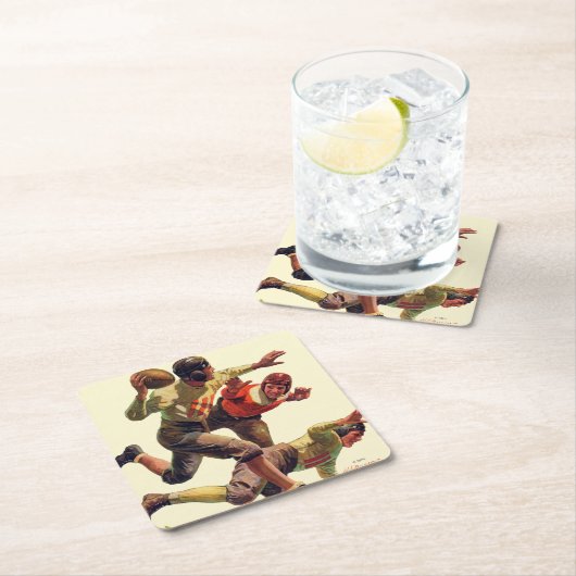 クォーターバックのパス スクエアペーパーコースター (インサイチュ)
