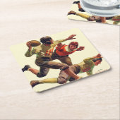 クォーターバックのパス スクエアペーパーコースター (アングル)