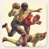 クォーターバックのパス スクエアペーパーコースター (正面)