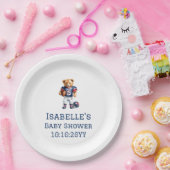 クォーターバックサッカーテディベア赤ちゃんシャワー ペーパープレート (パーティー)