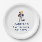 クォーターバックサッカーテディベア赤ちゃんシャワー ペーパープレート (正面)