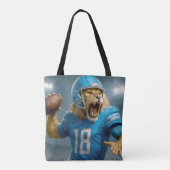 クォーターバック#18ライオンサッカー選手 トートバッグ (裏面)