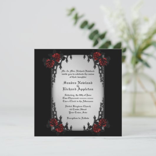 クォーターフランスのアイアンゴシックテーマ結婚式招待状 招待状 (スタンド正面)