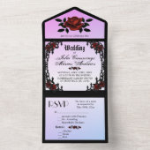 クォーターフランスのゴシックパープル結婚式招待状 オールインワン招待状 (内側)